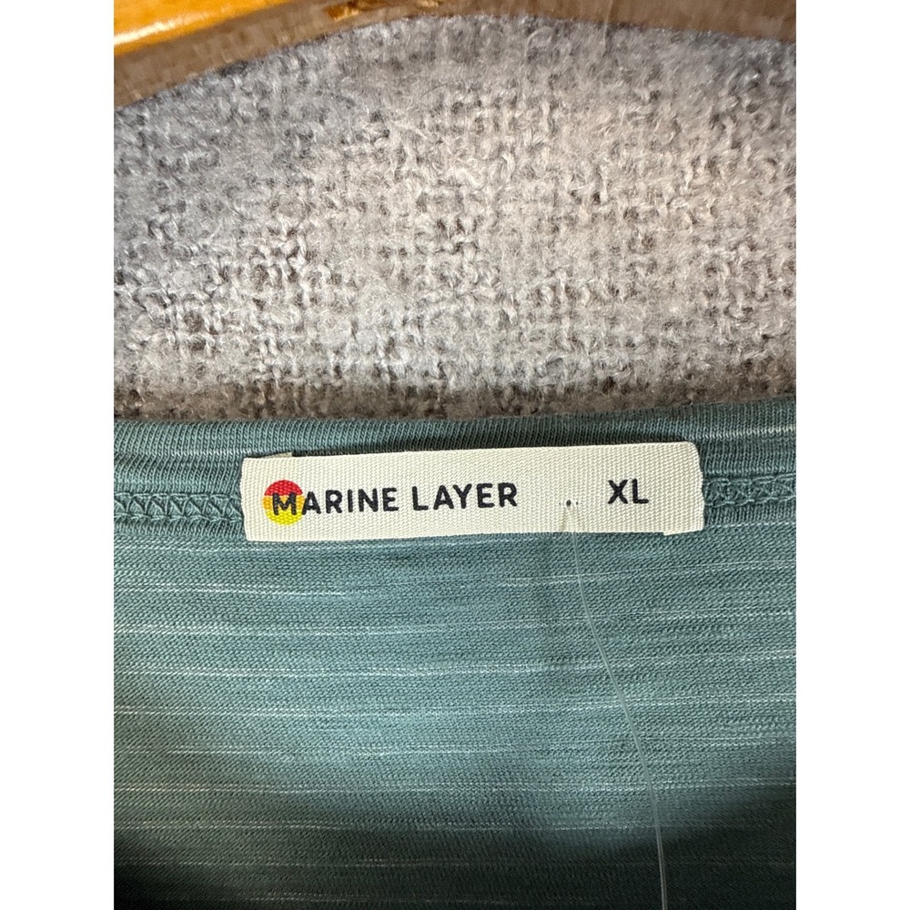 MARINE LAYER Striped T-Shirt Green Crew Neck Short Sleeve Top Womens Size XL New - Picture 3 of 10